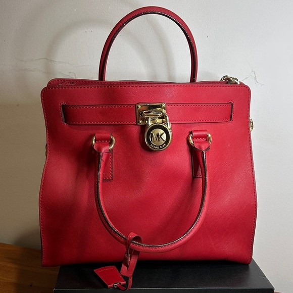 Michael Kors Red Satchel with Gold Details - Picture 3 of 5